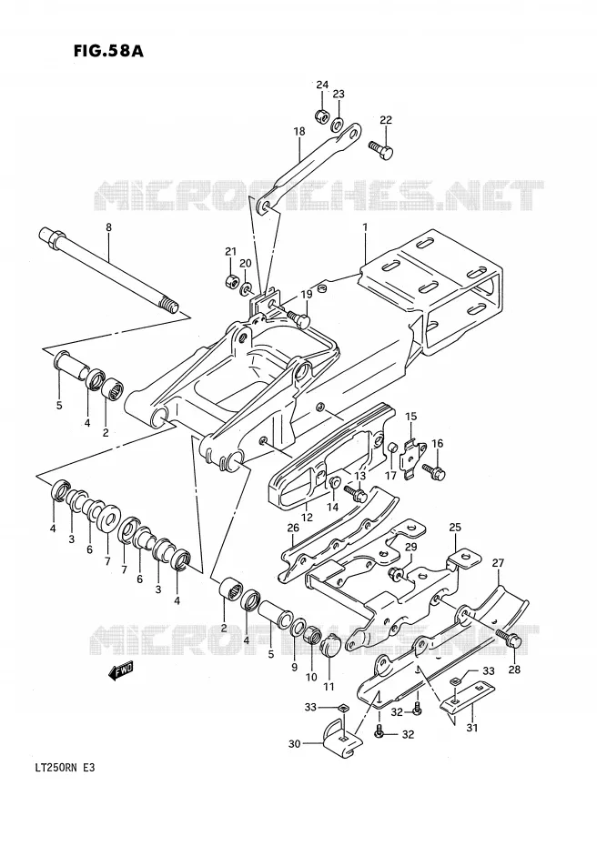 SWINGARM (MODELE M/N) Suzuki QUAD 250 QUADRACER 1988  LT250RJ(E3)