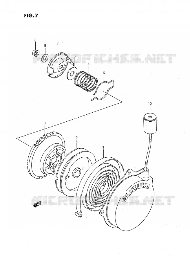 TERUGLOOPSTARTER (OPT) Suzuki QUAD 80 QUADSPORT 1987  LT80H(P1)