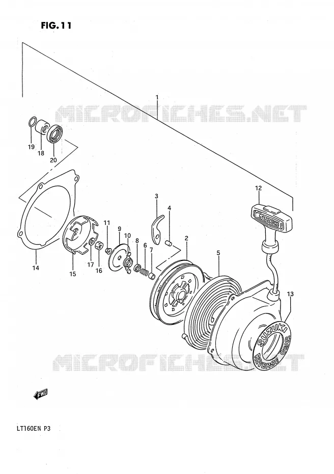 TERUGLOOPSTARTER (OPTIONNEL) Suzuki QUAD 160 QUADRUNNER 1990  LT160EL(P3)