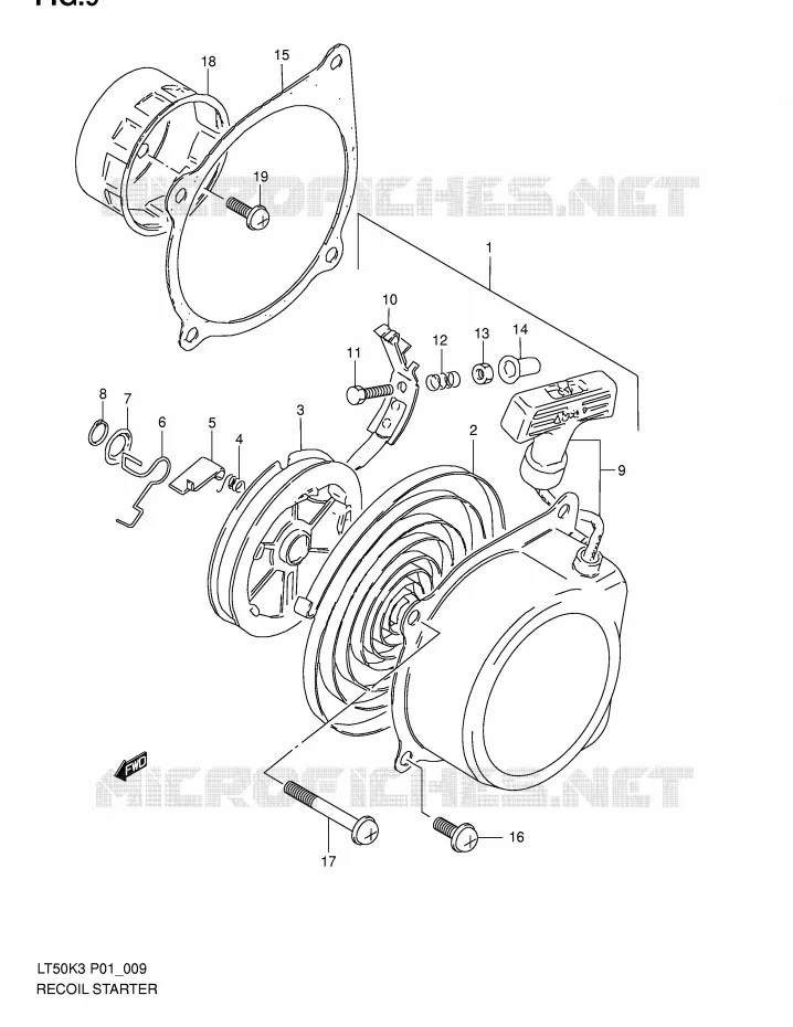 TERUGLOOPSTARTER Suzuki QUAD 50 MINIQUAD-SPORT 2004  LT50K4(P1)