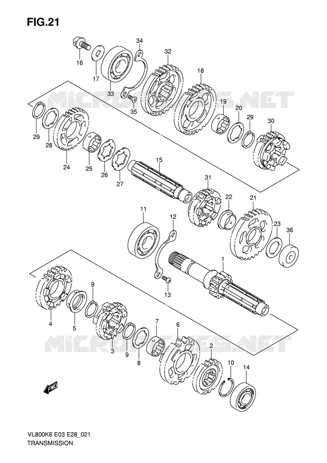 TRANSMISSION Suzuki MOTO 800 VOLUSIA 2007  VL800CK7(E3/E28)