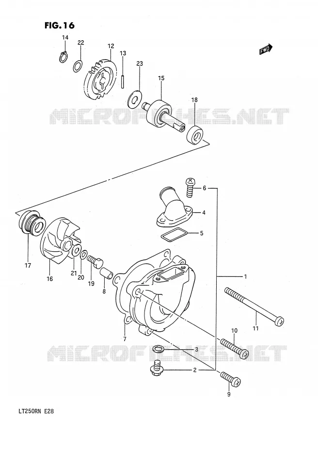 WATERPOMP (MODELE F/G) Suzuki QUAD 250 QUADRACER 1987  LT250RH(E28)