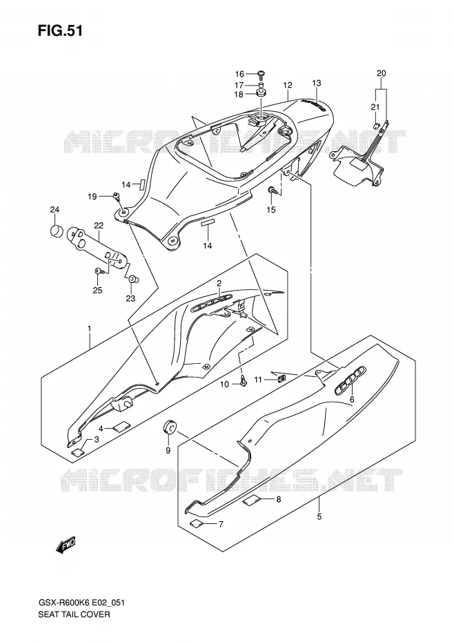 ACHTER KUIP - SEAT COWL Suzuki MOTO 600 GSX-R 2006  GSX-R600U3K6(E2)