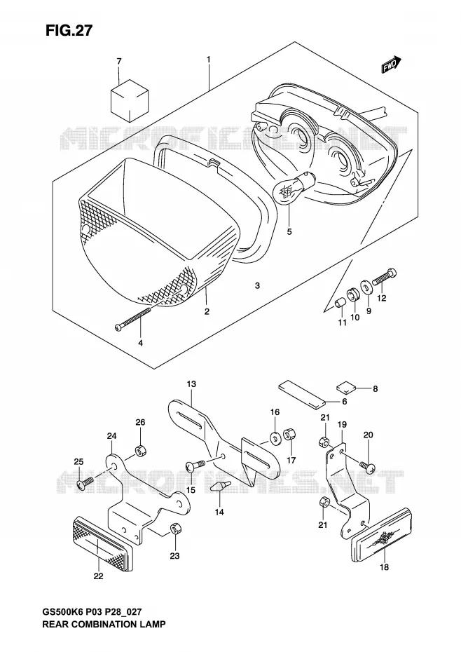 ACHTERLICHT (MODELE K3) Suzuki MOTO 500 GS-E 2003  GS500K3(P3)