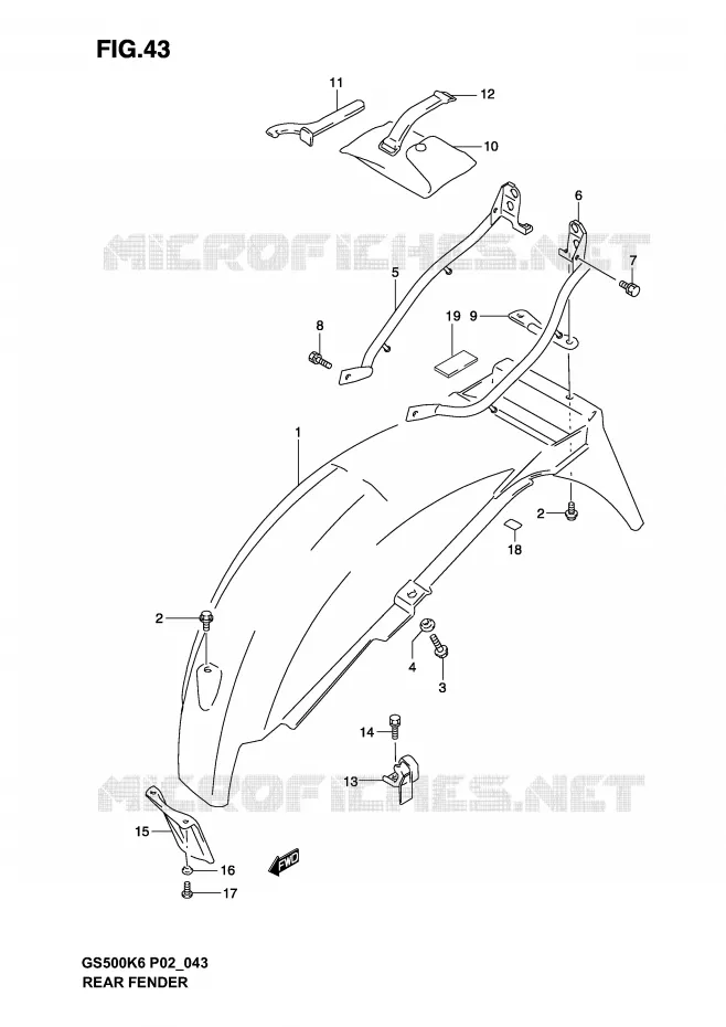 ACHTERSPATBORD Suzuki MOTO 500 GS-F 2005  GS500FUK5(P19)