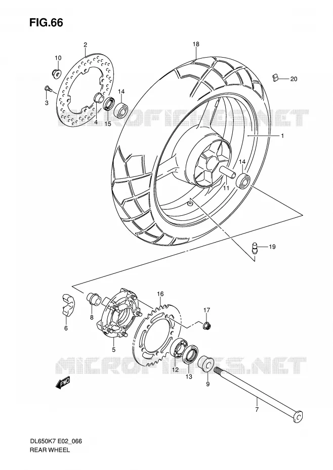 ACHTERWIEL (DL650K7/K8/K9/L0/UEL0) Suzuki MOTO 650 V-STROM 2009  DL650UEK9(E2)