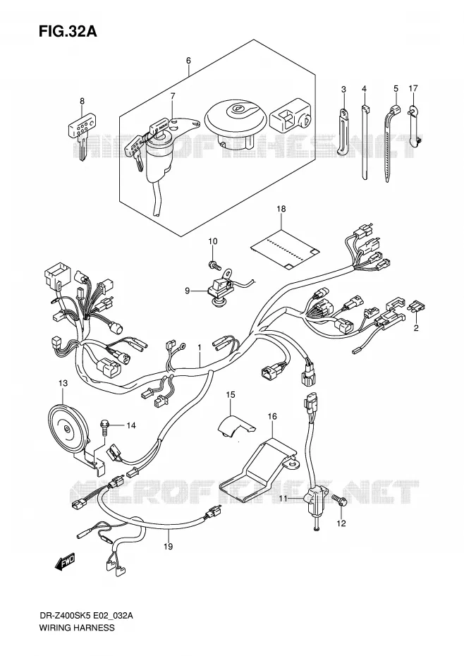 BEDRADING (MODEL K6/K7/K8/K9) Suzuki MOTO 400 DR-Z 2006  DR-Z400SK6(E2)