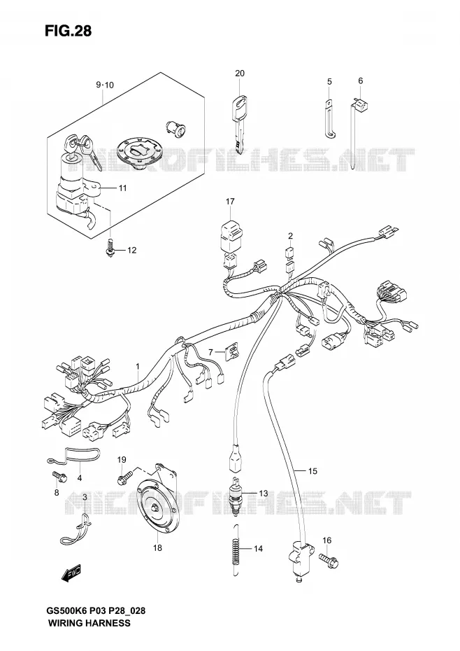 BEDRADING (MODELE K3) Suzuki MOTO 500 GS-F 2004  GS500FK4(P3)