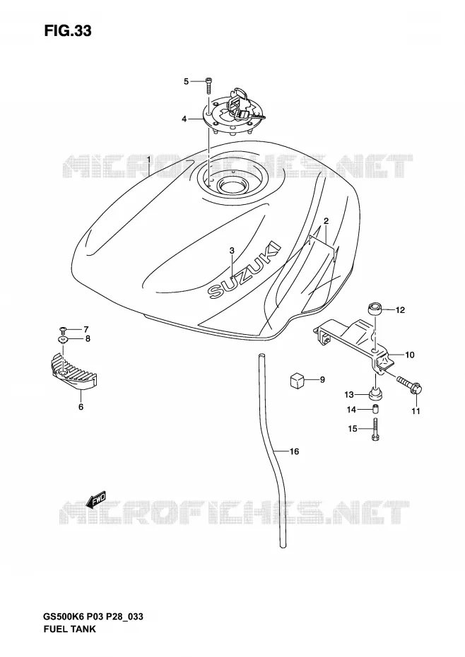 BENZINETANK (MODELE K3) Suzuki MOTO 500 GS-E 2004  GS500K4(P3)
