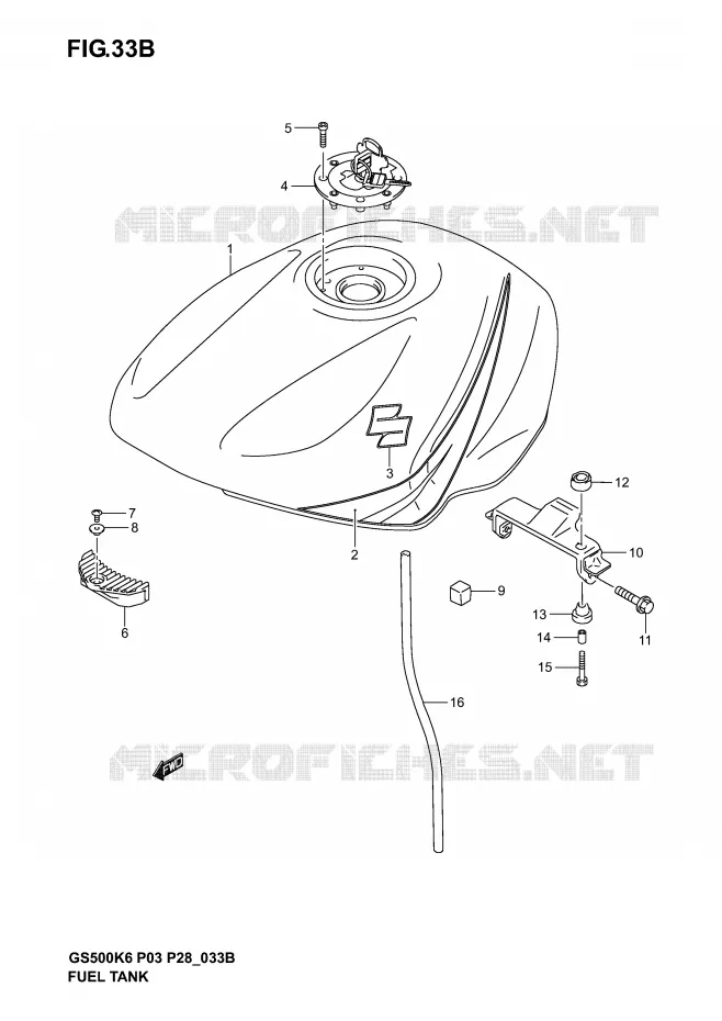 BENZINETANK (MODELE K5) Suzuki MOTO 500 GS-E 2004  GS500K4(P3)