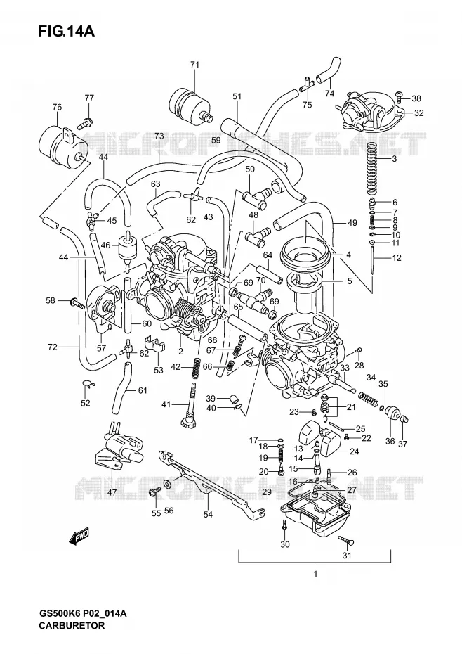 CARBURATOR (MODELE K4/K5/K6) Suzuki MOTO 500 GS-E 2005  GS500K5(P19)