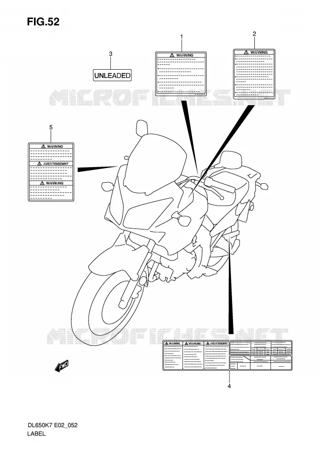 ETIKET (MODEL K7) Suzuki MOTO 650 V-STROM 2007  DL650AK7(E2)