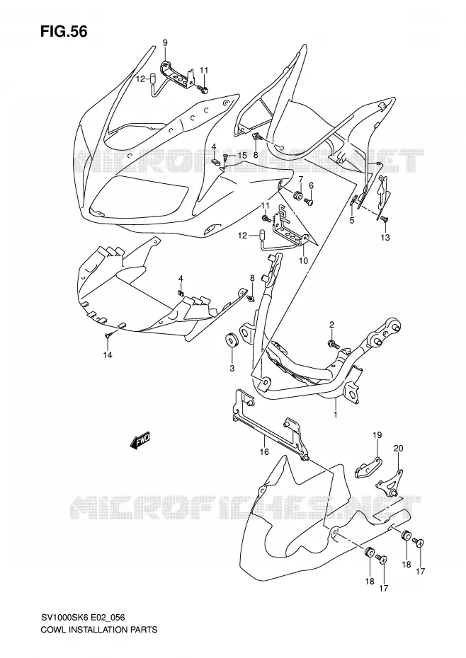 FAIRING INSTALLATIEDELEN (SV1000S/S1/S2) Suzuki MOTO 1000 SV 2006  SV1000S2K6(E2)