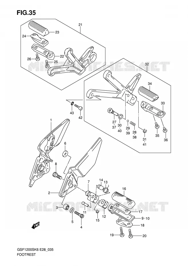 FOOTREST Suzuki MOTO 1200 BANDIT 2006  GSF1200SK6(E28)