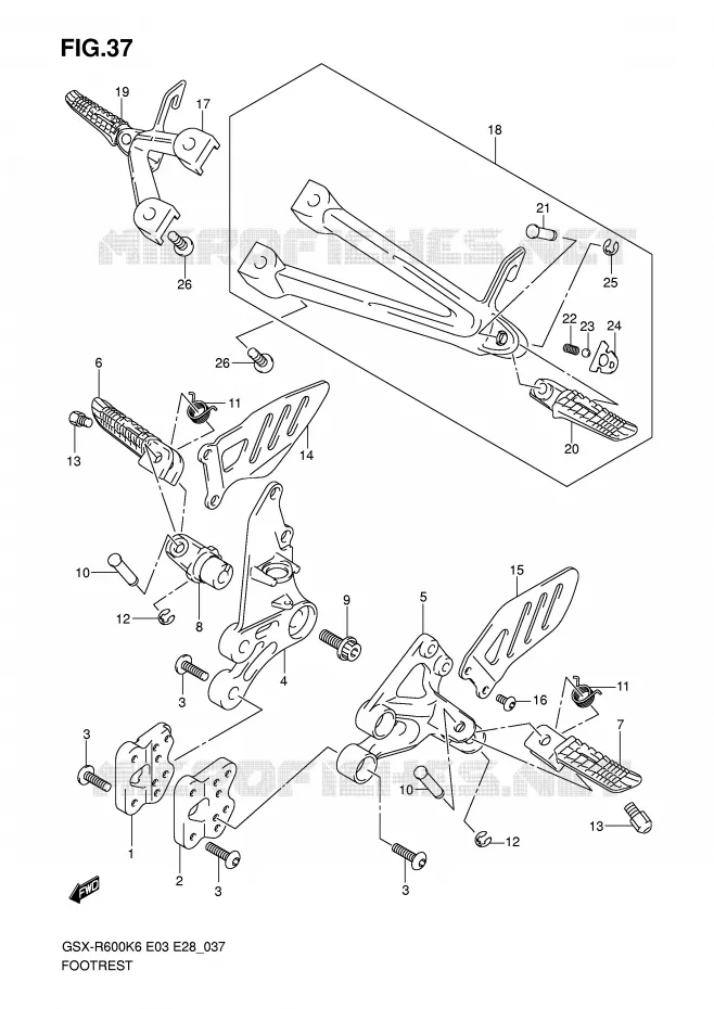 FOOTREST Suzuki MOTO 600 GSX-R 2007  GSX-R600K7(E3/E28)