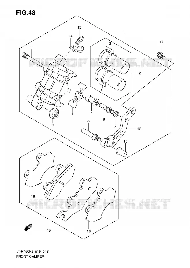 FRONT CALIPER Suzuki QUAD 450 QUADRACER 2010  LT-R450ZL0(E19)