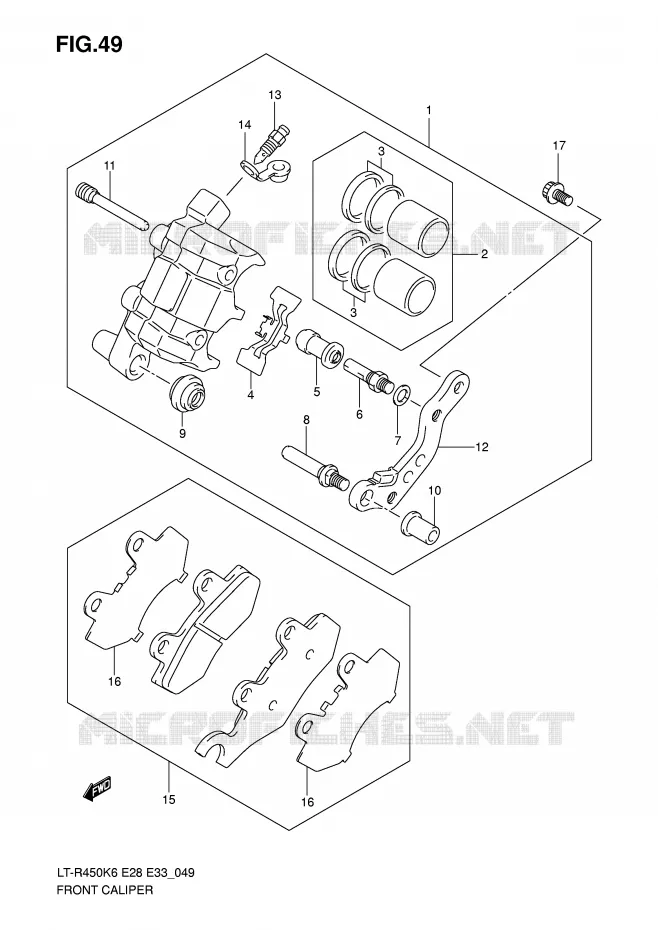 FRONT CALIPER Suzuki QUAD 450 QUADRACER 2010  LT-R450ZL0(E28/E33)