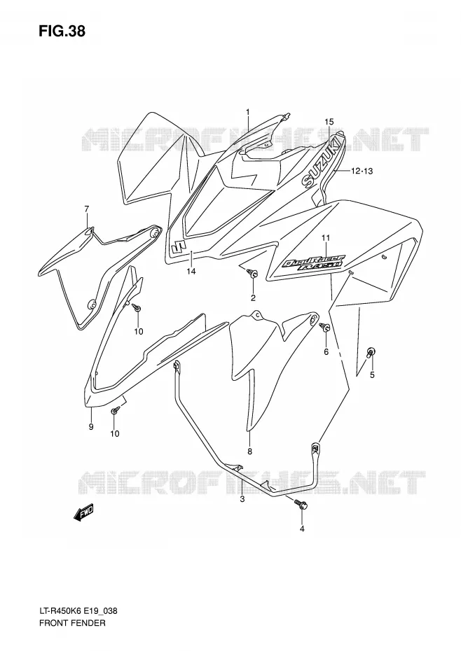FRONT FENDER (MODELE K6) Suzuki QUAD 450 QUADRACER 2008  LT-R450K8(E19)