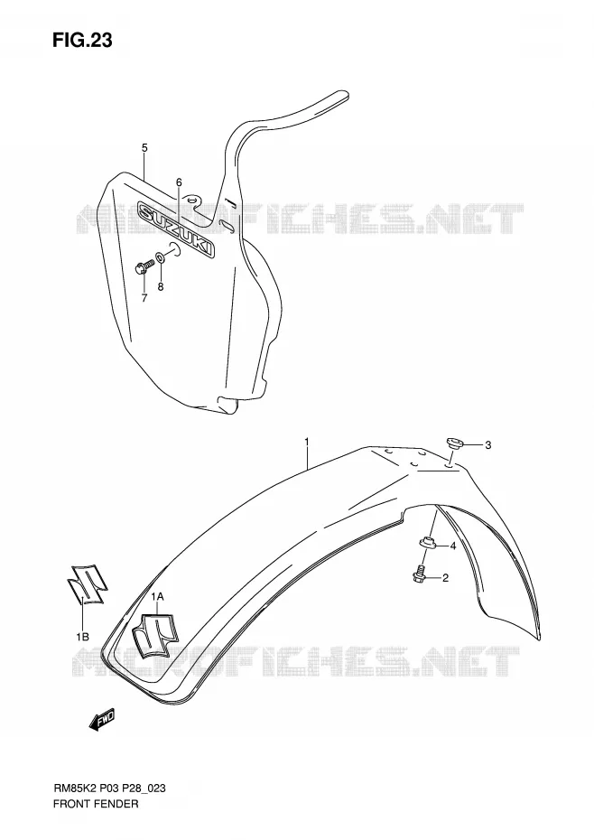 FRONT FENDER Suzuki MOTO 85 RM 2006  RM85K6(P3/P28)