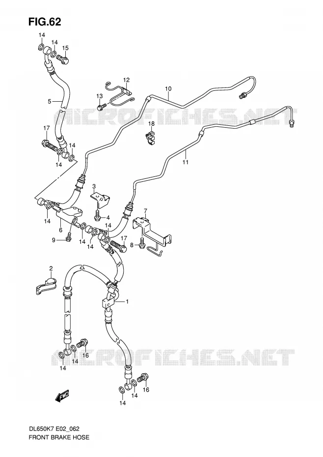 FRONT REMSLANG (DL650AK7/AK8/AK9/AL0/AUEL0) Suzuki MOTO 650 V-STROM 2007  DL650AU3K7(E2)
