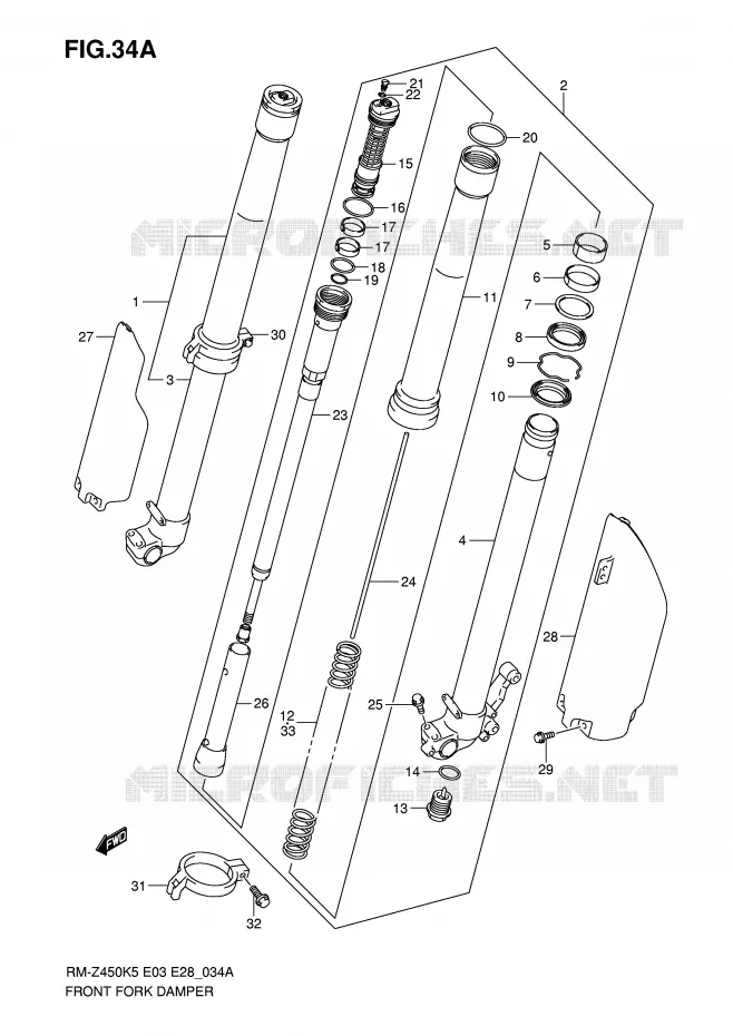 FRONT SCHOKDEMPER (MODELE K6) Suzuki MOTO 450 RM-Z 2007  RM-Z450ZK7(E3/E28)