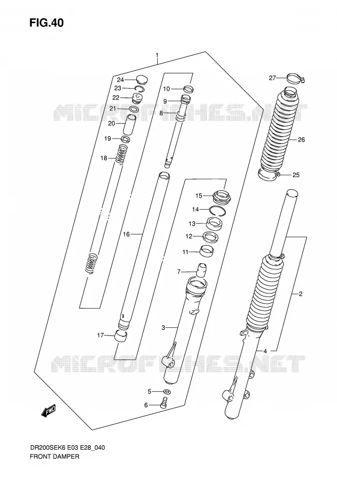 FRONT SCHOKDEMPER Suzuki MOTO 200 DR 2007  DR200SEK7(E3/E28)