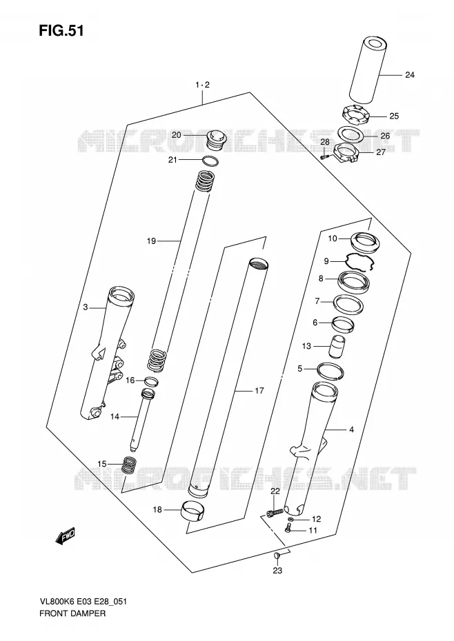 FRONT SCHOKDEMPER Suzuki MOTO 800 INTRUDER 2010  VL800CL0(E3/E28)