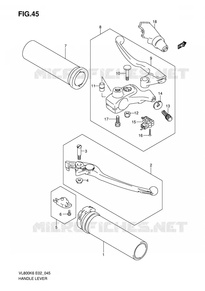 HANDGRIPS - LEVERS (MODELE K6) Suzuki MOTO 800 VOLUSIA 2009  VL800UEK9(E2)