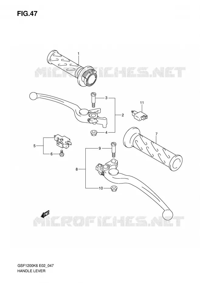 HANDGRIPS - LEVERS Suzuki MOTO 1200 BANDIT-S 2006  GSF1200SAK6(E2)