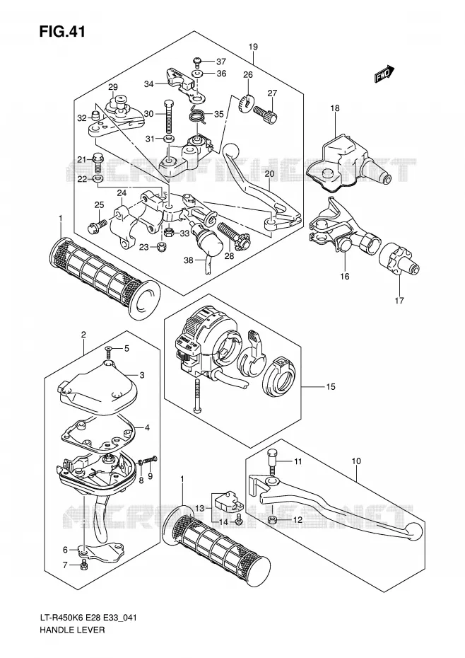 HEFBOMEN - HANDGRIPS (MODEL K6/K7/K8) Suzuki QUAD 450 QUADRACER 2010  LT-R450L0(E28/E33)