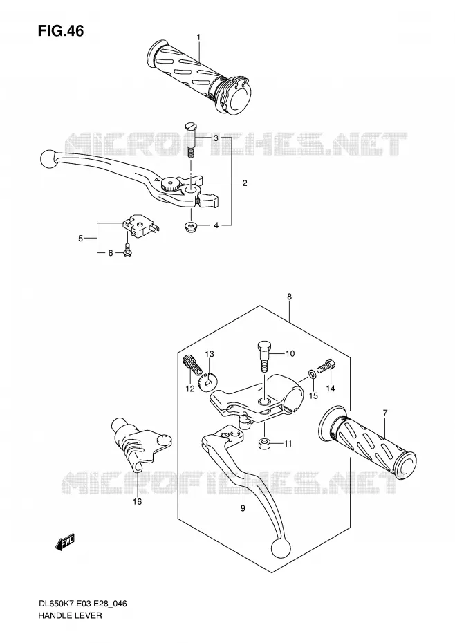 HEFBOMEN - HANDGRIPS (MODEL K7/K8/K9) Suzuki MOTO 650 V-STROM 2008  DL650AK8(E3/E28)