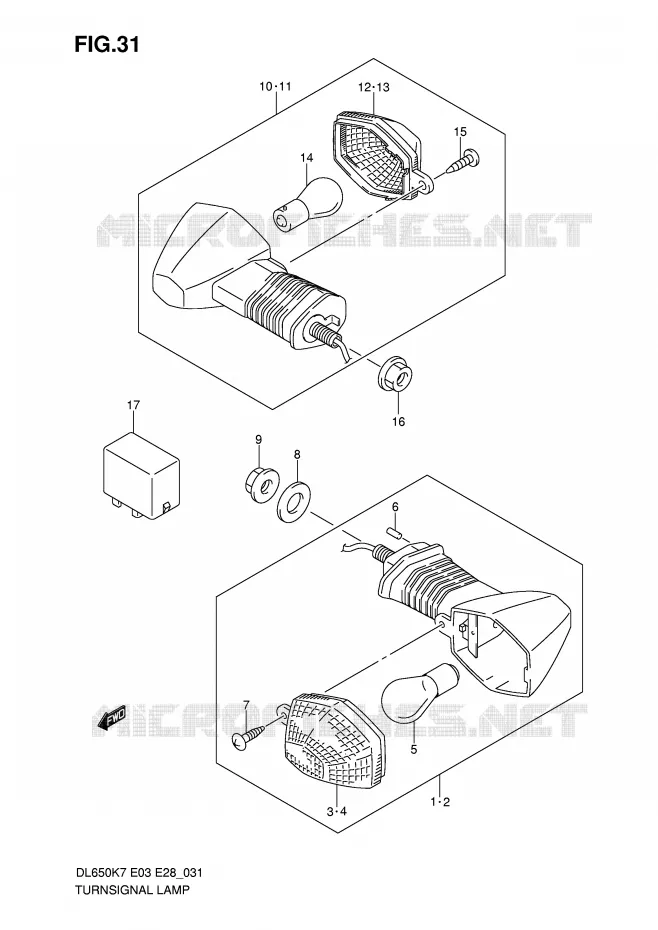INDICATOREN (MODEL K7/K8) Suzuki MOTO 650 V-STROM 2009  DL650AK9(E3/E28)
