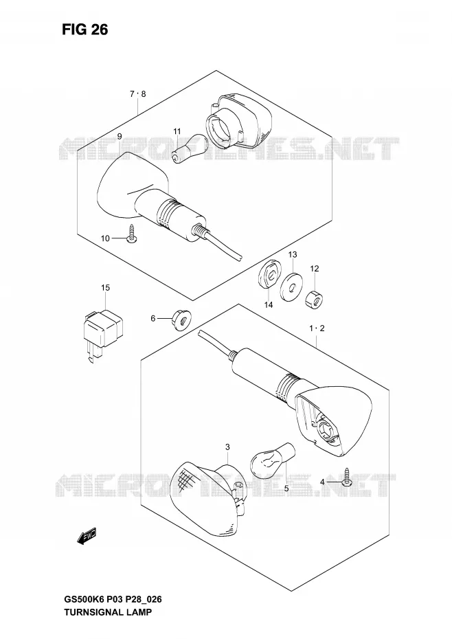 INDICATOREN (MODELE K3) Suzuki MOTO 500 GS-E 2005  GS500K5(P3)