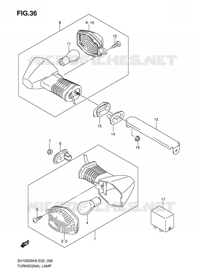 INDICATOREN (SV1000S/S1/S2) Suzuki MOTO 1000 SV 2006  SV1000SK6(E2)