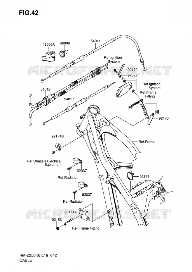 KABELS Suzuki MOTO 250 RM-Z 2006  RM-Z250K6(E19)