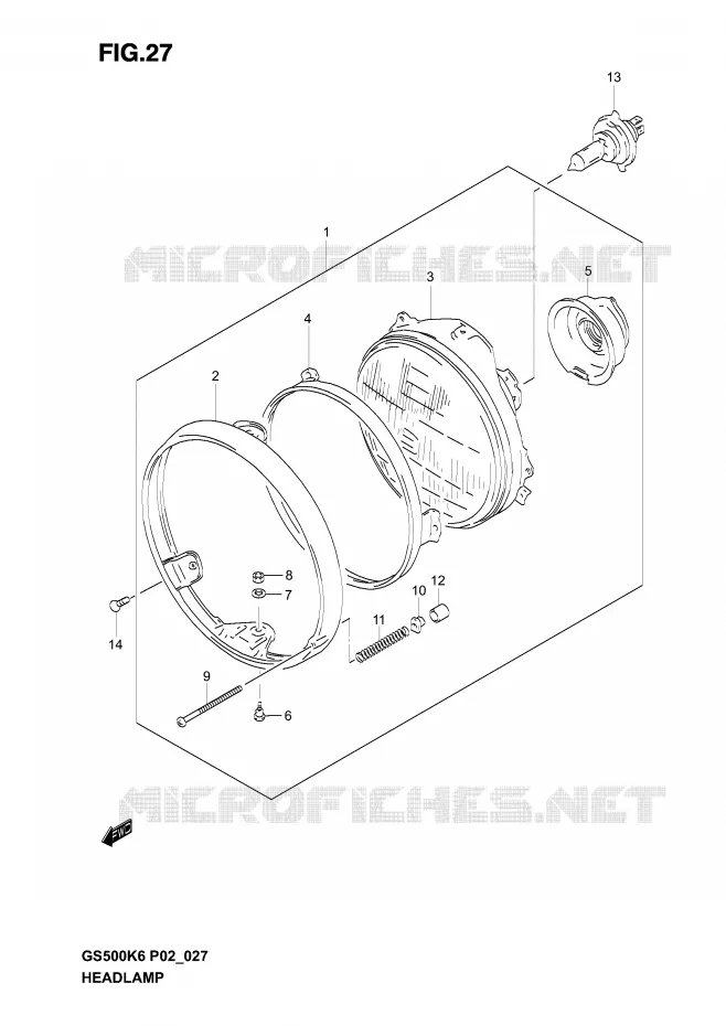 KOPLAMP (GS500K3 P24) Suzuki MOTO 500 GS-E 2005  GS500K5(P19)