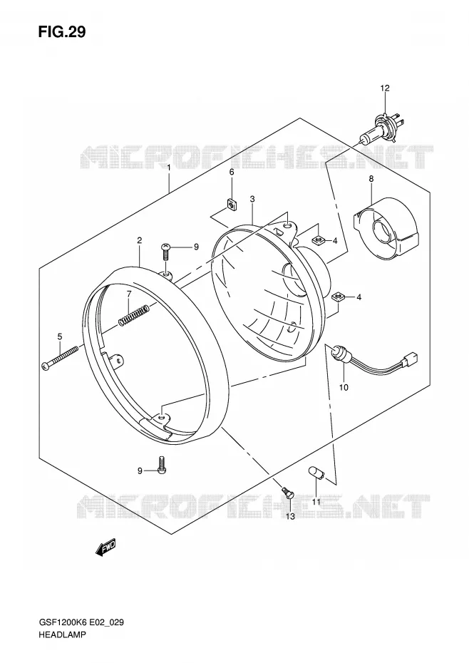 KOPLAMP (GSF1200K6/AK6) Suzuki MOTO 1200 BANDIT-S 2006  GSF1200SK6(E2)