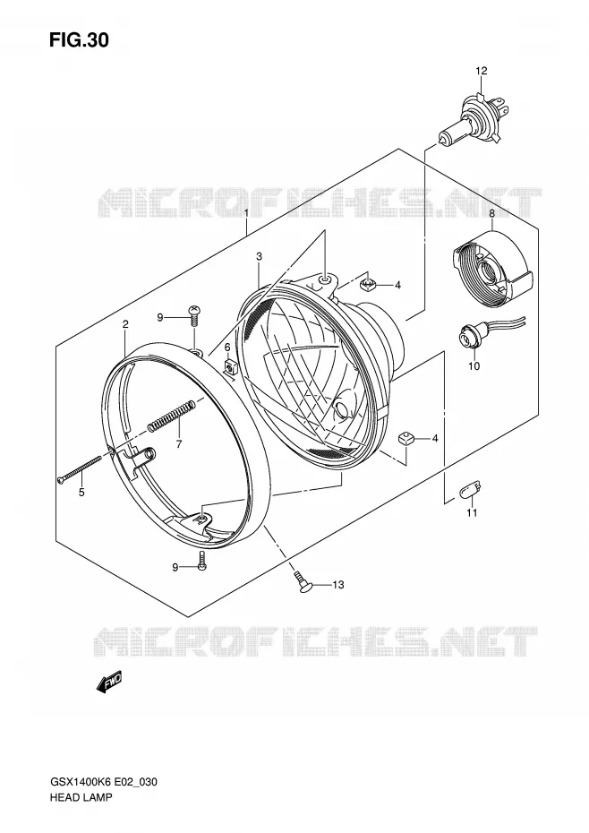 KOPLAMP (GSX1400K6/K7/UK6 E2,E19) Suzuki MOTO 1400 GSX 2007  GSX1400ZK7(E2)