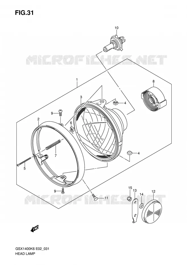 KOPLAMP (GSX1400K6/K7/ZK7 E24) Suzuki MOTO 1400 GSX 2006  GSX1400K6(E2)