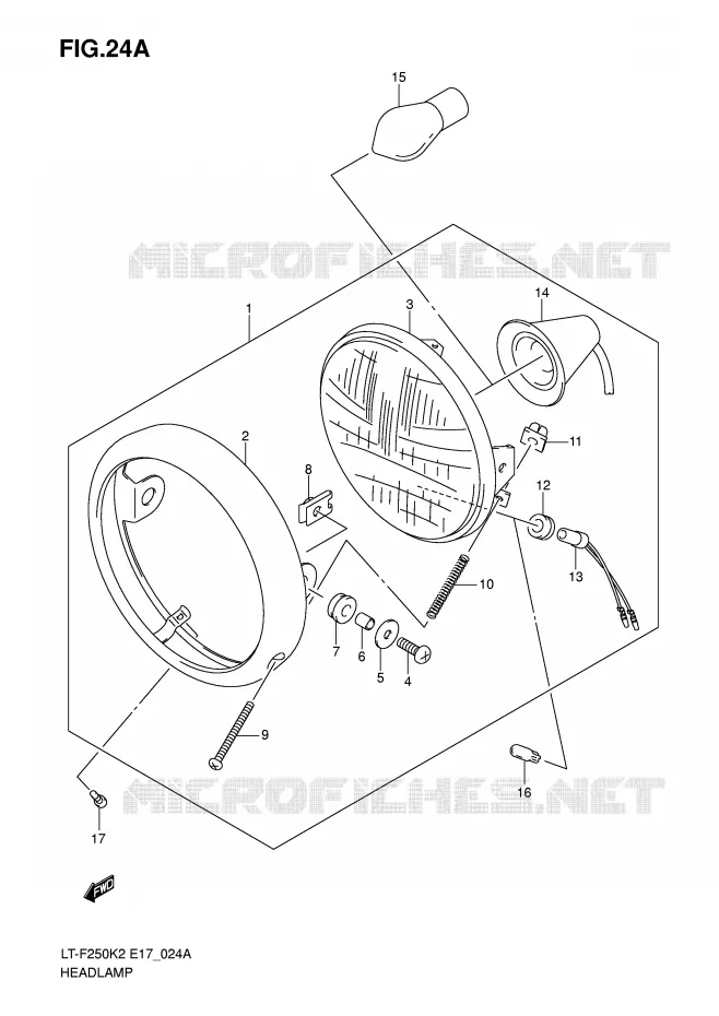 KOPLAMP (LT-F250K6 E4) Suzuki QUAD 250 OZARK 2004  LT-F250K4(E17)