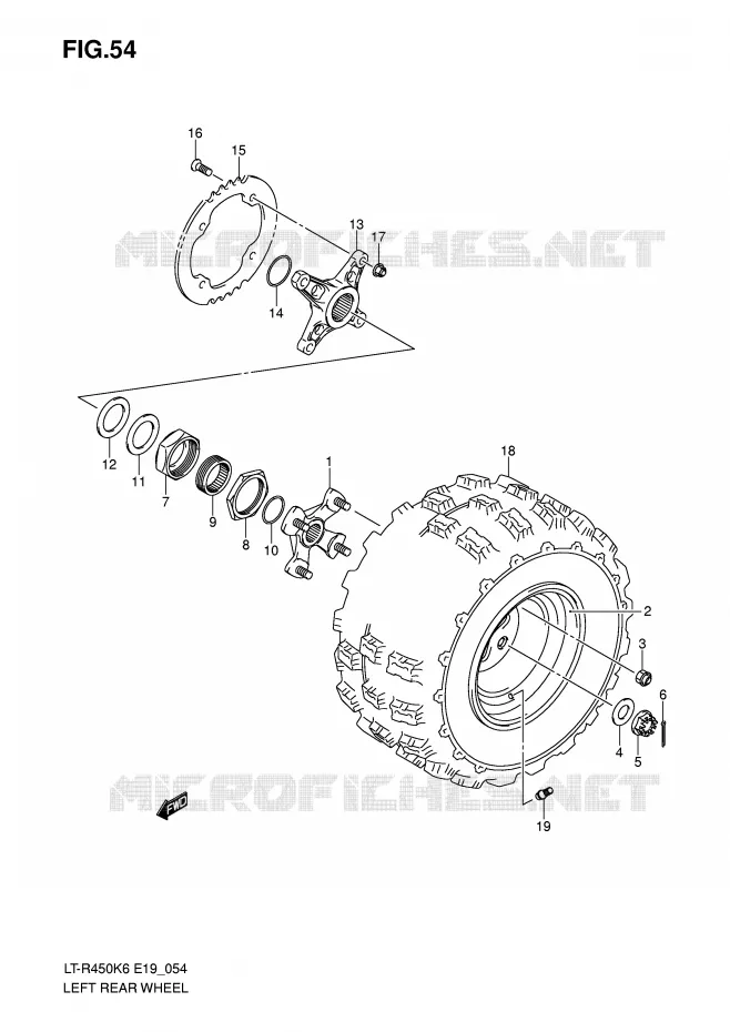LINKERHAND ACHTERWIEL (MODEL K6/K7) Suzuki QUAD 450 QUADRACER 2008  LT-R450K8(E19)