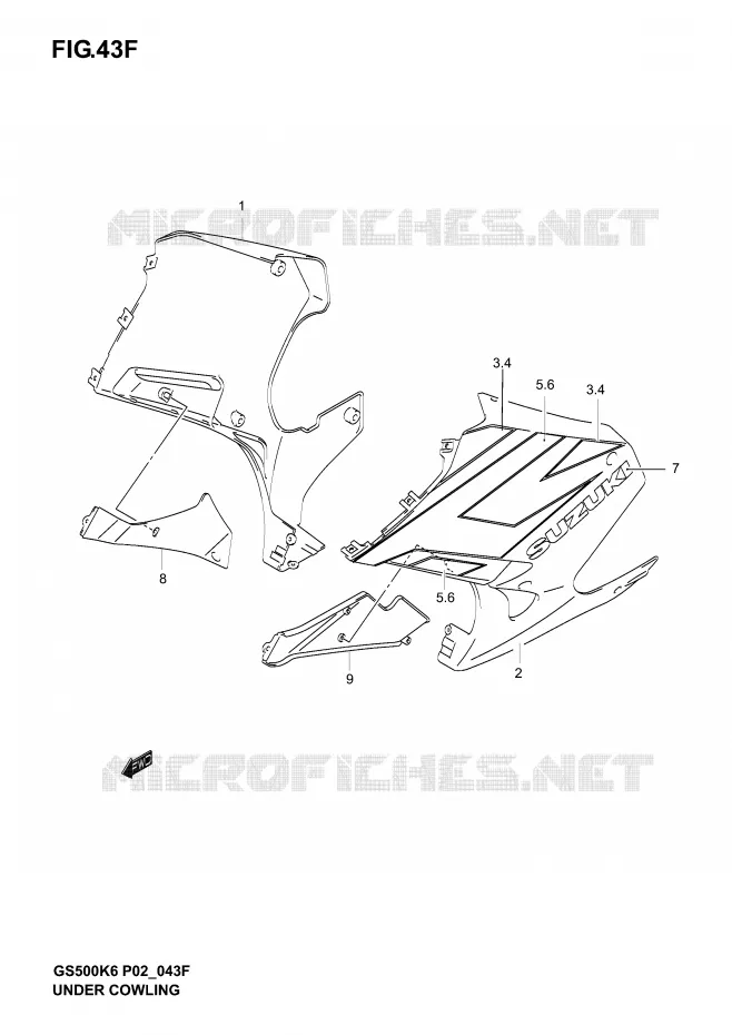 ONDER COWLING  (GS500FK5/FUK5) Suzuki MOTO 500 GS-F 2005  GS500FUK5(P19)