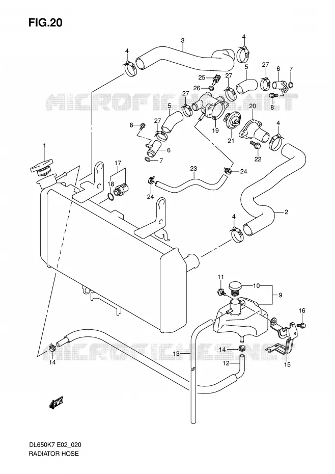RADIATOR SLANG Suzuki MOTO 650 V-STROM 2008  DL650K8(E2)