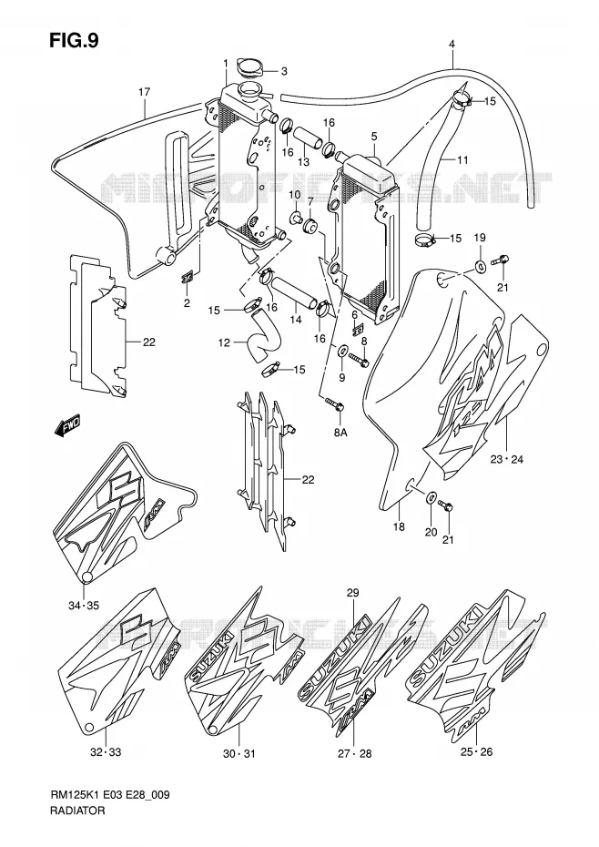 RADIATOR Suzuki MOTO 125 RM 2006  RM125 K6 (E03,E28,E33)