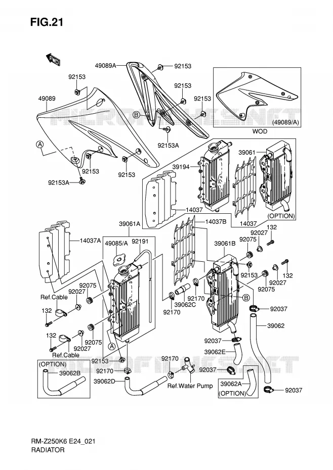 RADIATOR Suzuki MOTO 250 RM-Z 2006  RM-Z250K6(E24)