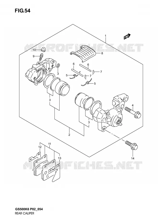 REAR CALIPER (MODELE K3) Suzuki MOTO 500 GS-F 2005  GS500FK5(P19)