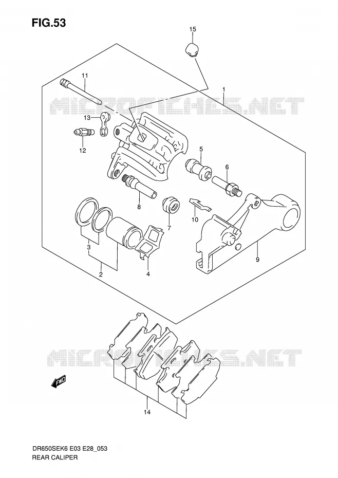 REAR CALIPER Suzuki MOTO 650 DR 2006  DR650SEK6(E3/E28)