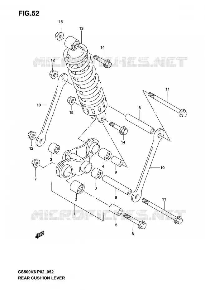 SCHOKBREKER AANEENSCHAKELING (MODELE K3) Suzuki MOTO 500 GS-E 2005  GS500K5(P19)