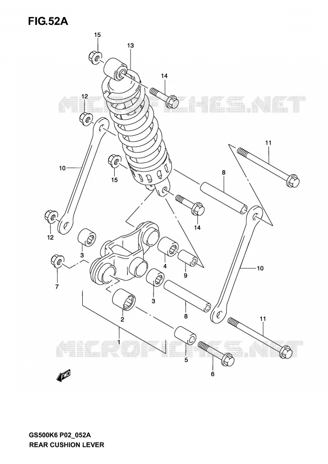 SCHOKBREKER AANEENSCHAKELING (MODELE K4/K5/K6) Suzuki MOTO 500 GS-E 2005  GS500K5(P19)