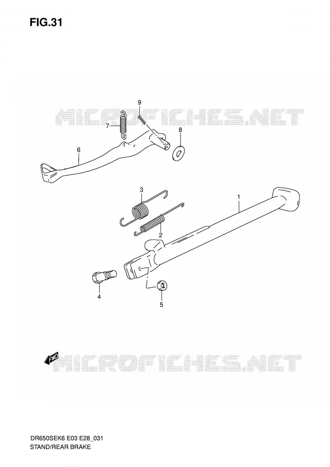 STAND - ACHTER REMPEDAAL Suzuki MOTO 650 DR 2008  DR650SEK8(E3/E28)
